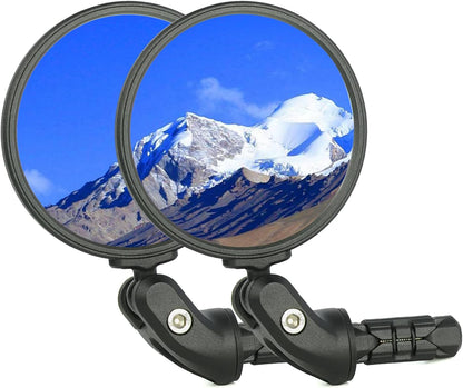 BriskMore Bike Bar End Mirrors, 2-Pack 3-Inch HD Convex Glass Bicycle Rearview Mirrors, 360° Rotatable & 180° Adjustable, Shatter-Resistant Mirrors for Flat & Drop Handlebars