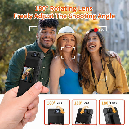 128GB Mini Body Camera with 180° Rotating Lens, 1080P HD Mini Body Cameras with Audio and Video Recording, Loop Record, 8 Hours Continuous Recording Camcorder for Security, Work, Travel