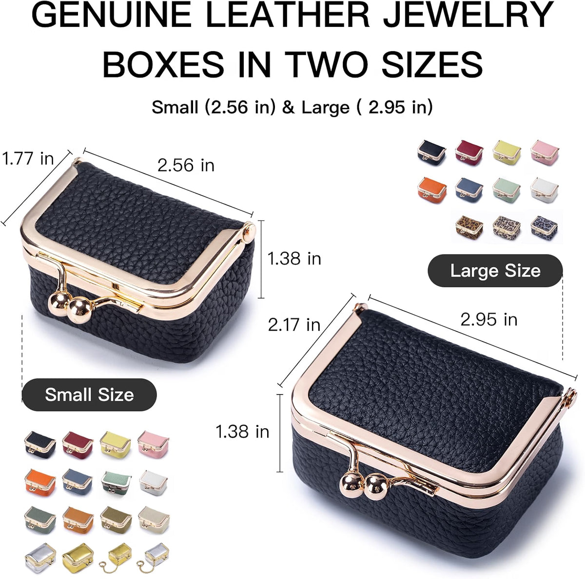 HyperionFlo Essentials Mini Genuine Leather Jewelry Box, Vintage-Inspired Travel Jewelry Organizer with Kiss Lock, Green