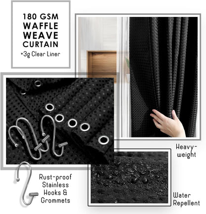 Clara Clark Black Bathroom Set, Shower Curtain Set, Bathroom Accessory Set