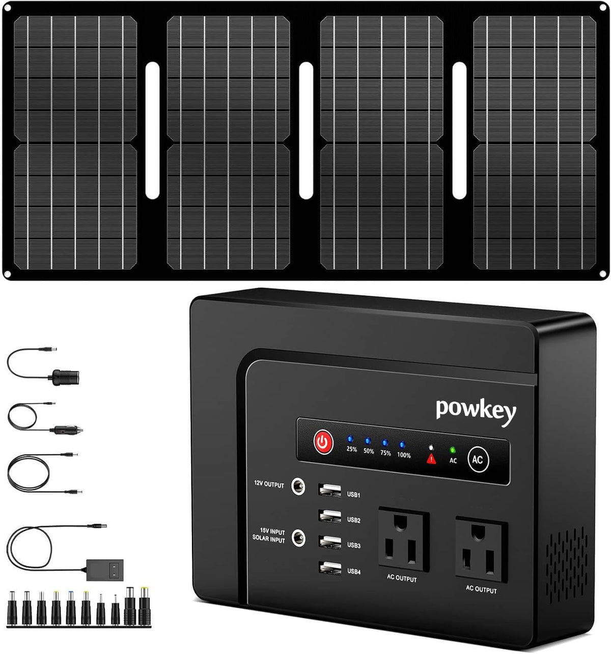 powkey 200W Portable Power Bank with AC Outlet 120V, 146Wh Power Station – Rechargeable Backup Lithium Battery Powered, Pure Sine Wave AC Outlet for Outdoor RV Trip, Travel, Home, Office & Emergency