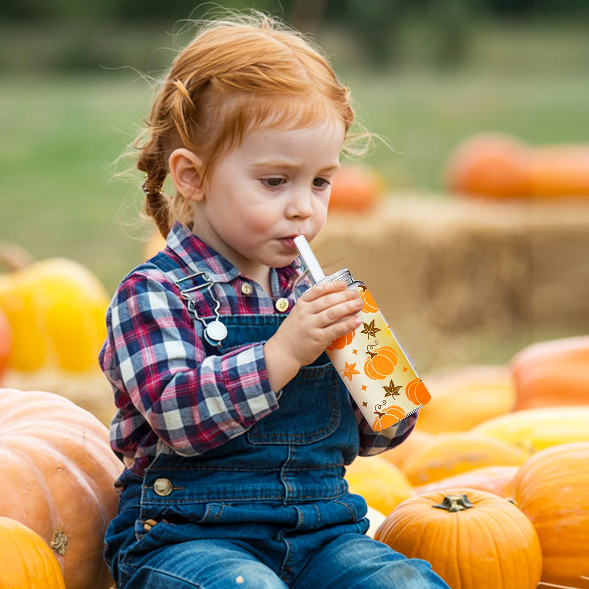 Whaline 20-Pc Fall Leaves & Pumpkin Plastic Cups with Lids and Straws