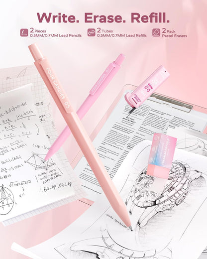 Four Candies Cute Aesthetic Pink School Supplies Kit for Girls