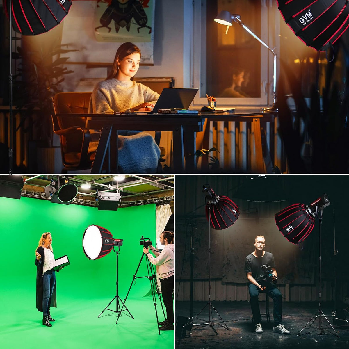 GVM 300W LED Video Light, 221950lux/1m, AIO SD300B Photography Lighting Kit with APP Control, 2700K-6800K Studio Light Continuous Lighting Kit for YouTube,Film,12 Scene Effects