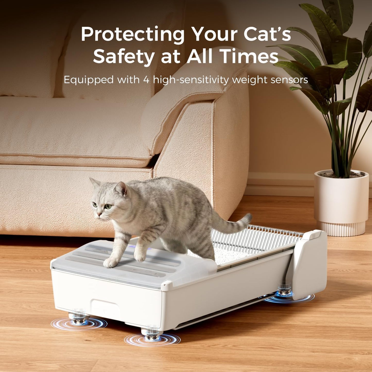 Open-Top Self Cleaning Litter Box, 2026 Upgraded Extra Large Automatic Cat Litter Box for Multiple Cats, Safety Sensors/App Control/Odor Control/Easy Clean - Includes 5 lbs Premium Cat Litter