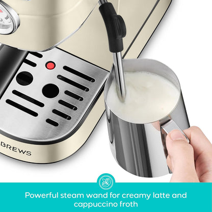 CASABREWS CM5418 Espresso Maker, Compact Espresso Machine with Milk Frother Stainless Steel, 20-Bar Pump, Built-in Pressure Gauge, Powerful Steam Wand for Cappuccino Latte for Home, 34oz Water Tank
