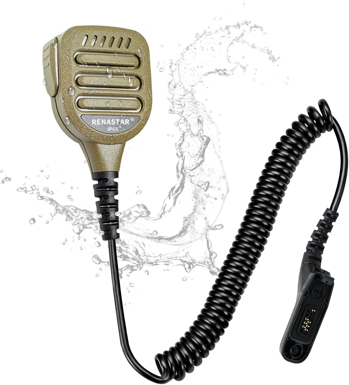 HyperionFlo Essentials Two-Way Radio Shoulder Microphone, Remote Speaker Microphone with 3.5mm Audio Jack, PTT Button, IP65 Water Resistance, Coffee