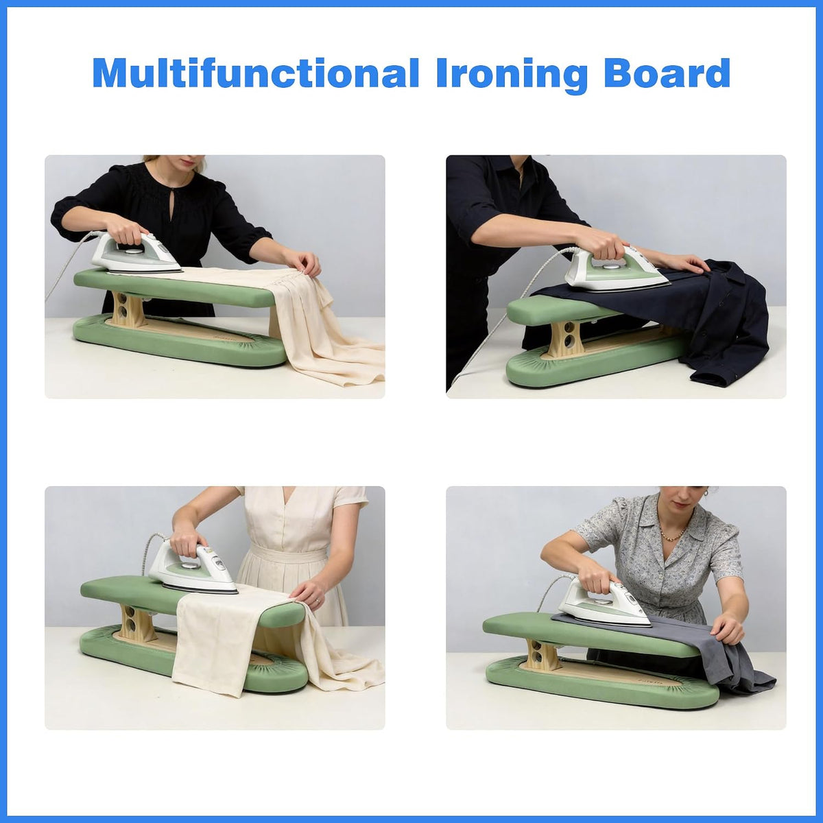 JELIMATE Padded Pants & Sleeve Ironing Board | Double-Sided Wooden Tailor Ironing Stool with Thick Cotton Padding
