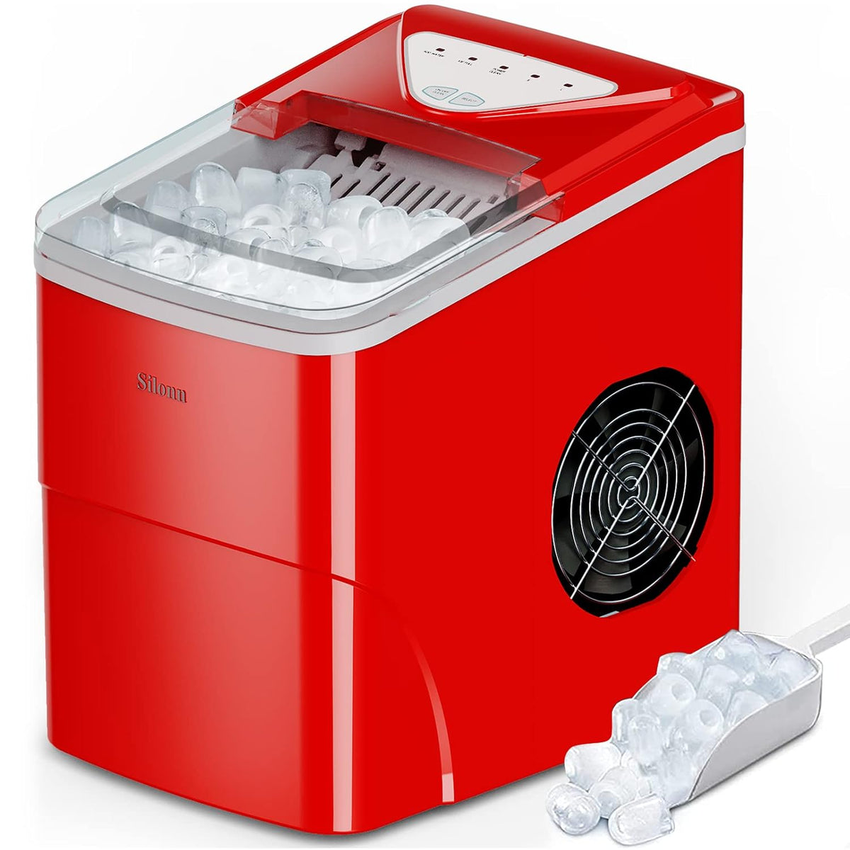 Silonn Nugget Ice Maker Countertop, Auto Drop Ice, Self Cleaning Ice Machine, 40 lbs/24H Soft Chewable Ice, Self Dispensing Nugget Ice Maker for Home, Kitchen and Party