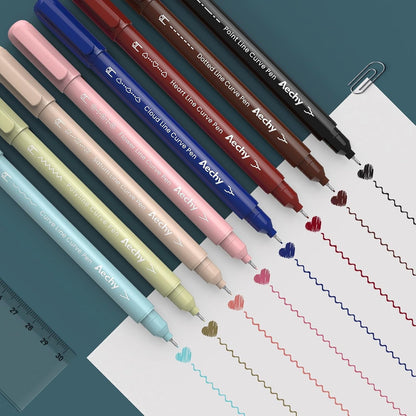 AECHY Dual Tip Curve Highlighter Pens, 8 Pattern Roller & 8 Fine Tip Pens, Multicolor
