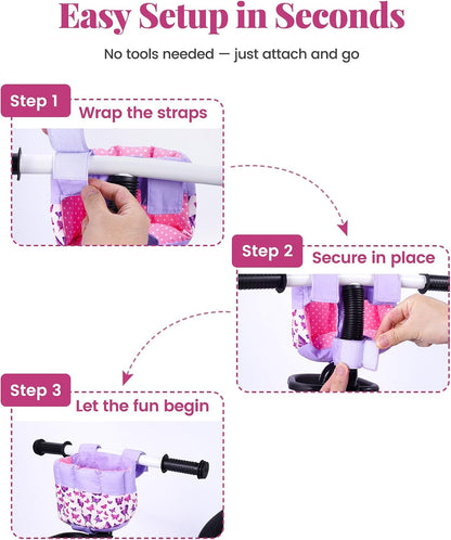BABESIDE Doll Bike Seat for 12-Inch Dolls, Bicycle & Scooter Doll Carrier with Adjustable Straps, Soft Machine-Washable Fabric for Kids, 3.52 oz