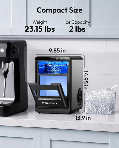 EUHOMY Nugget Ice Maker Countertop, 44Lbs/24H Sonic Ice Maker Machine, Self-Cleaning Pellet Ice Makers with Ice Scoop&Basket, Countertop Pebble Ice Maker for Home/Kitchen/Office