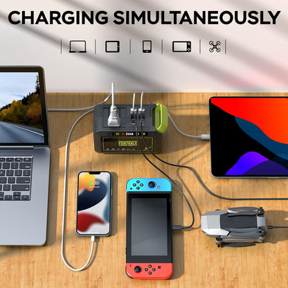 MARBERO Portable Power Station 88Wh, 120W Surge, 24,000mAh Power Bank with 110V AC Outlet, 8 Output Ports for Camping, Home Backup, Outdoor Emergency, Hunting & Fishing