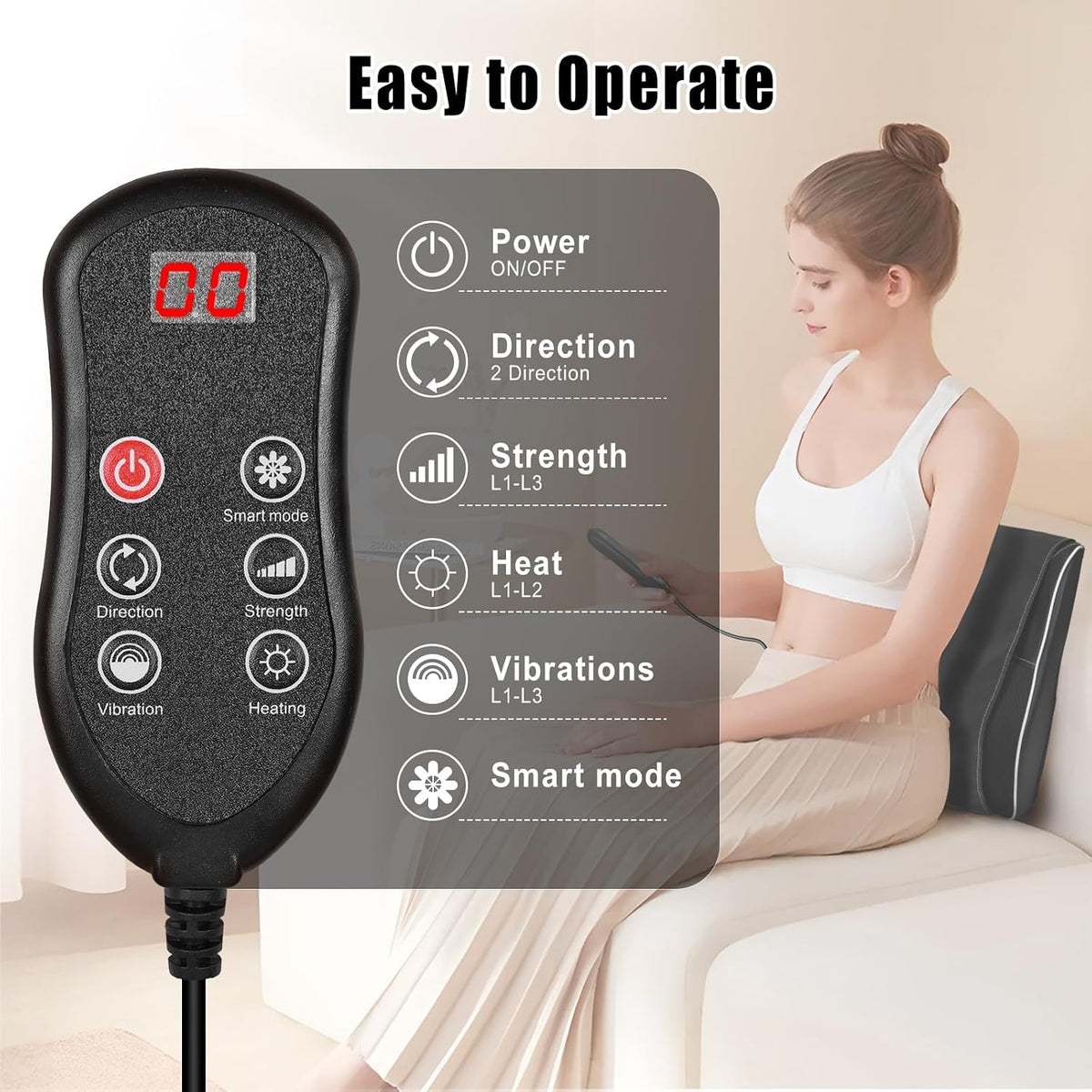 Hlthsky Shiatsu Neck and Back Massager with Heat, 3D Kneading Massage Pillow with Vibration for Back, Neck, Shoulders, Legs, Black