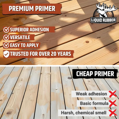 Liquid Rubber Multipurpose Primer for Concrete, Wood, Metal, 1 Gallon Easy to Apply. Bonds to fiberglass, PVC, boosts coating adhesion, dries fast and clear. Non-Toxic & Water-based
