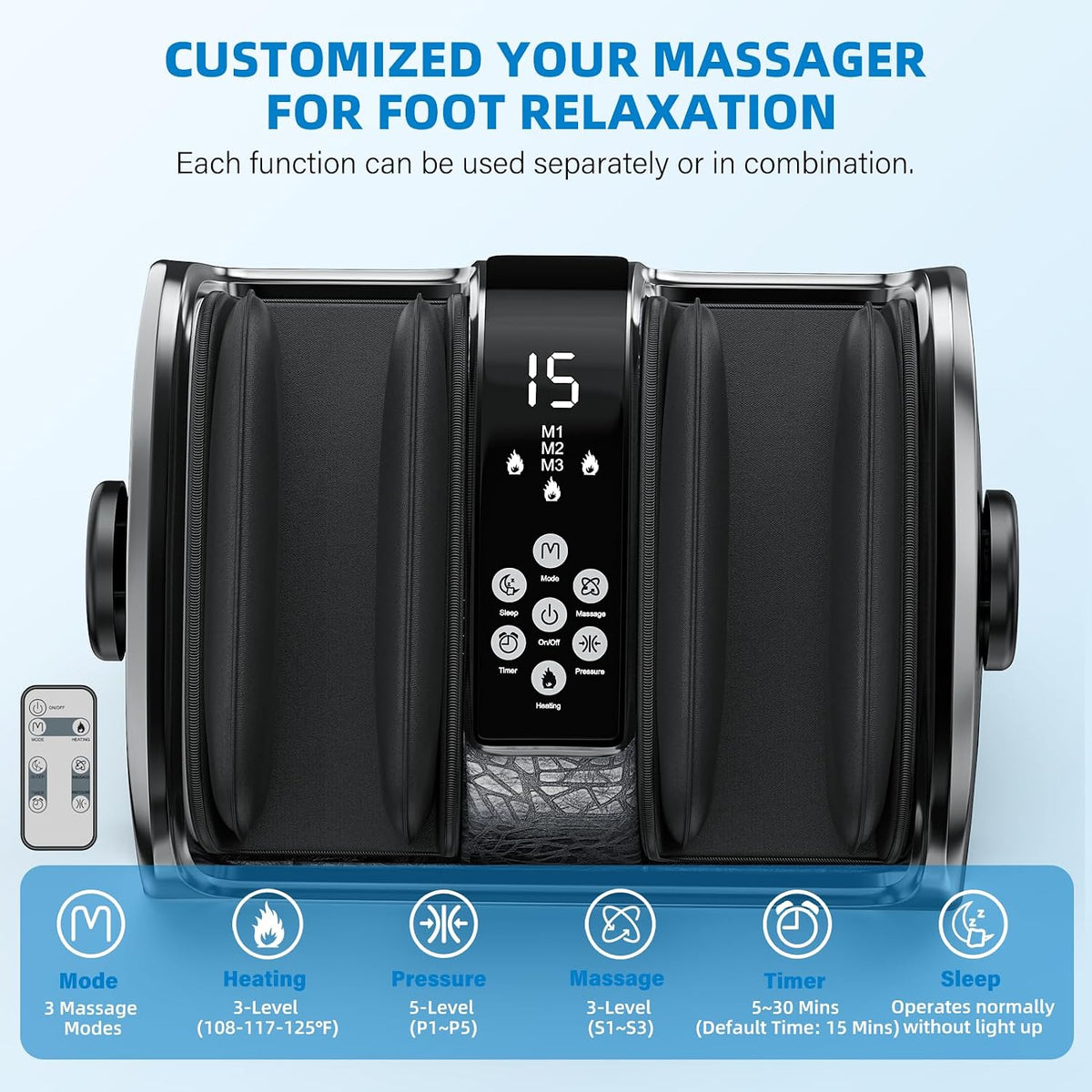 CARESKYpro HSA/FSA Eligible Shiatsu Foot Massager with Heat, 5 Intensity Levels, 3 Heat Settings, Deep Kneading & Rolling for Feet, Calves & Legs