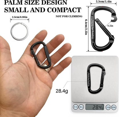 Oupeng sky Heavy-Duty Carabiner Clips, 6-Pack with Key Rings, 2.5-Inch Iron D-Shaped Keychain Clips for Camping, Hiking, Backpacking & Outdoor Gear, Black