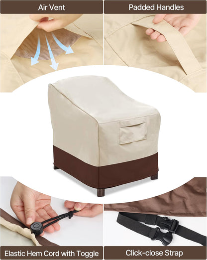 Vailge Heavy-Duty Waterproof Patio Chair Covers, 2-Pack, Beige & Brown