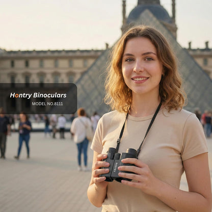Hontry 10x25 Compact Binoculars for Adults & Kids, 25mm Objective Lens, Compact Lightweight Binoculars with BAK-4 Prisms for Bird Watching, Sports, Travel & Outdoor Activities
