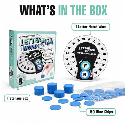 FunTotem Letter Match Word Challenge, Family Word Association Game for Kids & Adults, First Letter Last Letter Challenge with Dual Spinning Wheels, 2-8 Players, Ages 8+, Blue