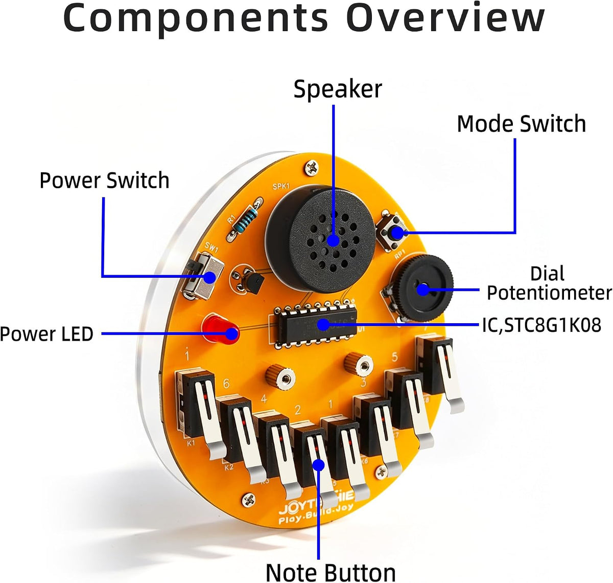 DIY 8-Key Electronic Kalimba Soldering Practice Kit with 8 Tone Modes for Electronics Learning, STEM Project for School Education, Home & Office Relaxing by JOYTECHIE
