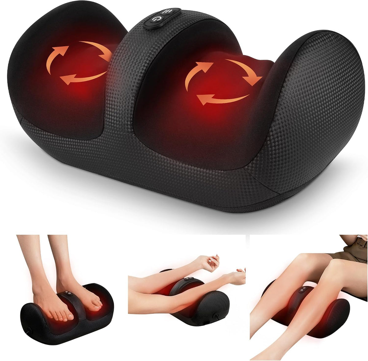 Nekteck Foot Massager with Heat & Foot Roller, Shiatsu Calf and Leg Massager, Portable Foot Massage Machine with Adjustable Intensity and 15-Minute Timer