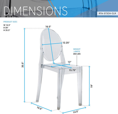 Techni Home Clear Acrylic Ghost Chairs, Set of 4, Stackable
