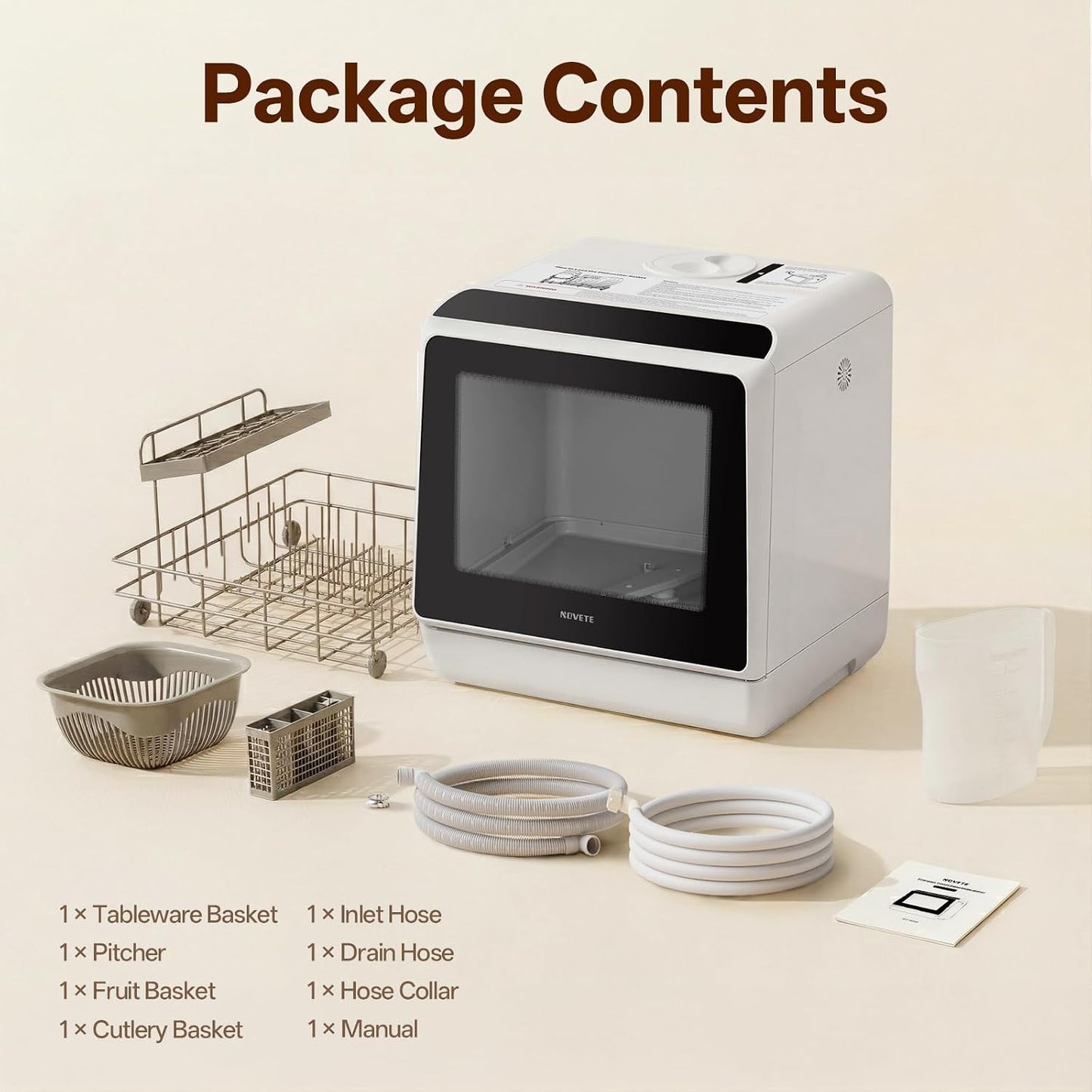 NOVETE Portable Countertop Dishwashers for Small Apartments