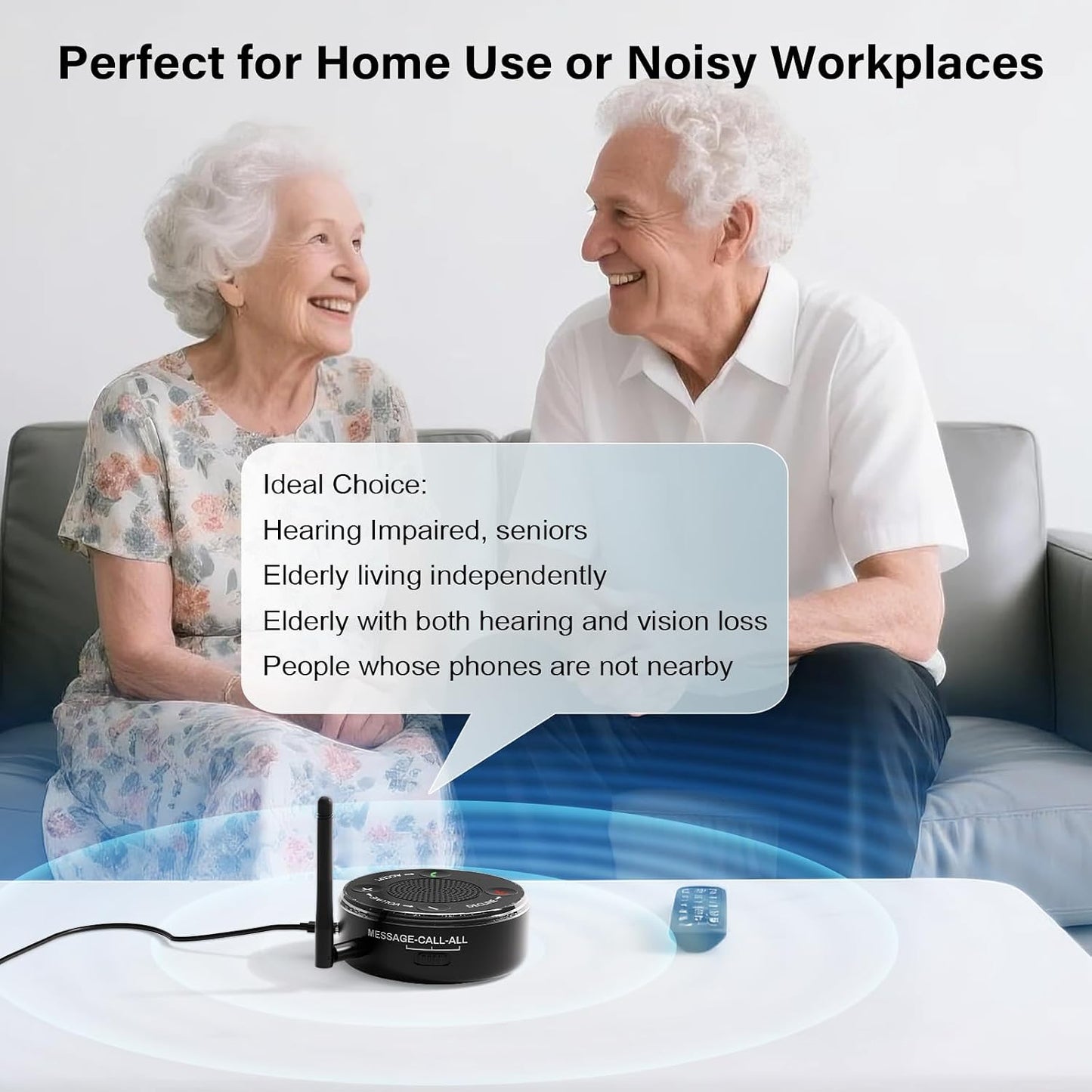 Cell Phone Ringer Amplifier & Flasher for Seniors & Hearing Impaired, 116dB Loud External Ringer for Cell Phone Answer & End calls, Ringtone Alerts, 164ft Bluetooth Mobile Phone for iOS/Android, Home