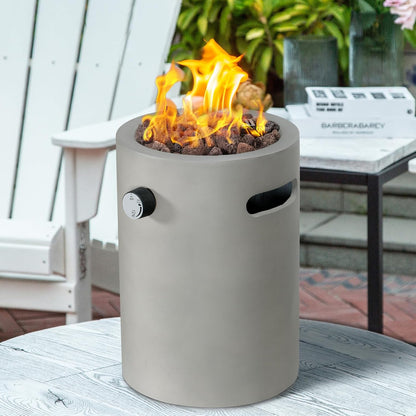 Afterglow 10" Round Propane Fire Pit Smokeless Propane Fire Column Terrafab 10,000 Btu with Lava Rocks for Outdoor Patio Garden Backyard Decking Decor CSA Certificated, Grey Concrete
