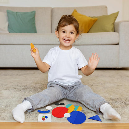 LiKee Wooden Shape Puzzle, 36 Wooden Shape Pieces & 60 Pattern Cards, Montessori Educational Toy for Kids 3+, Animal & Vehicle Designs with Storage Box