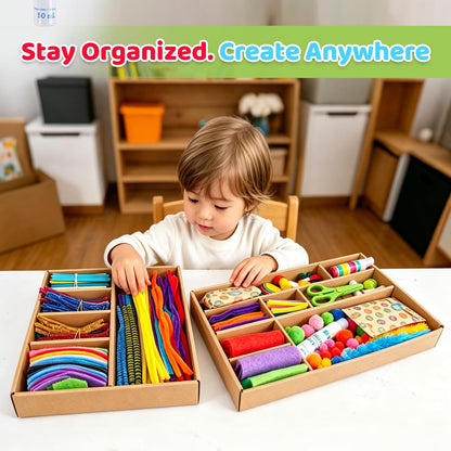 Kid Made Modern Arts and Craft Kit, Creative Essentials Craft Supply Library with Beads, Pom Poms, Pipe Cleaners, Sequins, Googly Eyes & More, DIY Art Kit for Kids Ages 8+