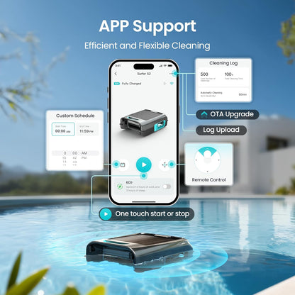 AIPER EcoSurfer S2 Solar Pool Skimmer Robot 24/7 Continuous Cleaning, Gray