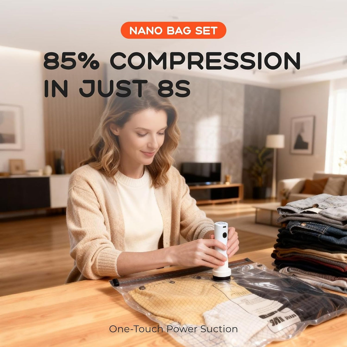 Vacuum Bags for Clothing Travel with Rechargeable Air Pump 15 Pack Vacuum Seal Bags, Space Saver Bags for Luggage and Suitcases, Compression Packing Bags in Multiple Travel Size