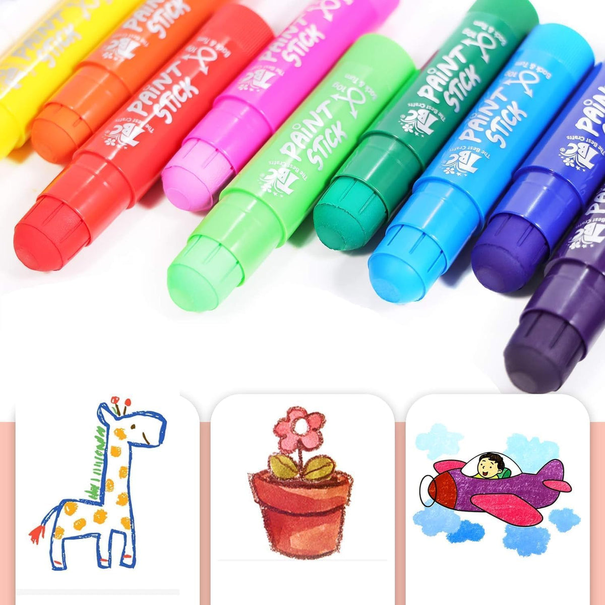 TBC The Best Crafts Paint Sticks for Kids Ages 2-8, 12 Classic Colors, Washable Non-Toxic Tempera Paint Sticks, Fast-Drying Art Supplies for Paper & Wood