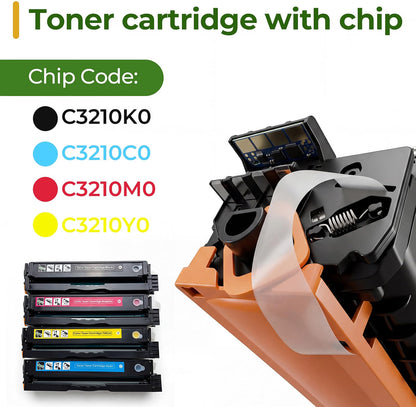 HyperionFlo Essentials C3210K0 Compatible High-Yield Toner Cartridge Set, 4-Pack CMYK Replacement with Chips for C3224dw, C3326dw & MC3224 Series Printers
