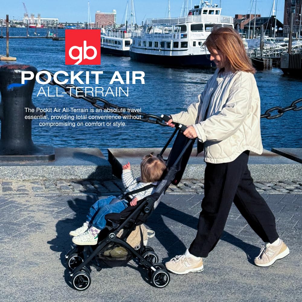 gb Pockit Air All-Terrain Compact Lightweight Travel Stroller, Ultra-Compact Fold, Airplane Carry-On Compliant, Velvet Black