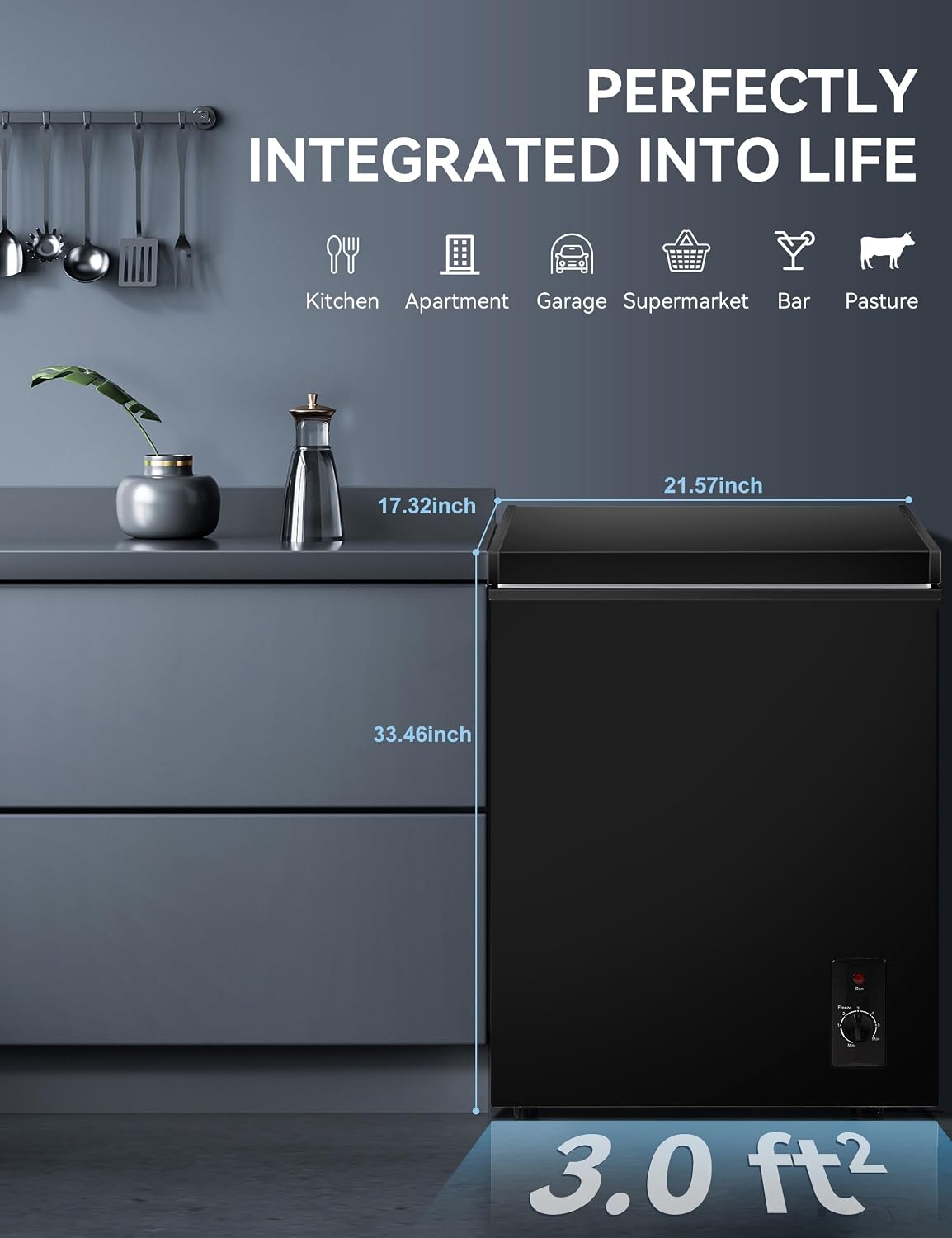 7.0 Cu Ft Chest Freezer - Energy Saving Quiet Top Open Door Mini Freezer Adjustable 6 Thermostat - Compact Small Deep Freezer w/Removable Basket and Defrost Water Drain for Home/Apartment/Garage