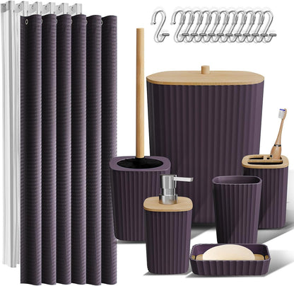 Clara Clark Black Bathroom Set, Shower Curtain Set, Bathroom Accessory Set