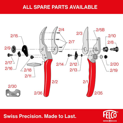 Felco F2 Pruning Shears – 9.25" Swiss-Made Garden Clippers for Professional Pruning | Hand Pruners for Gardening | Garden Tool Cutter with Precision Bypass Blade, Aluminum Body, Replaceable Parts