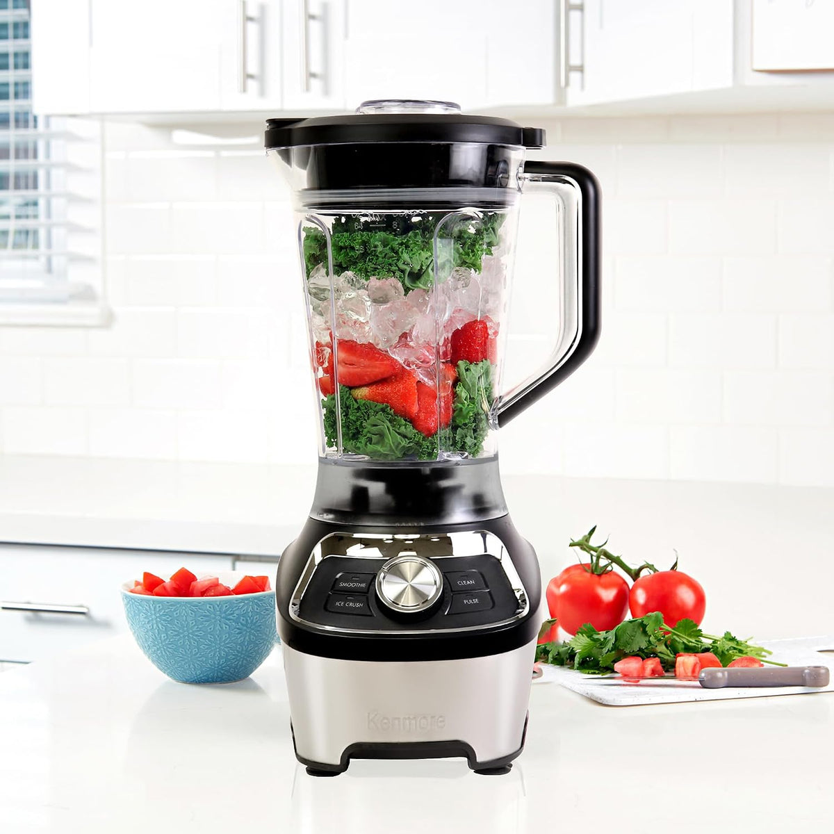 Kenmore Countertop Blender – Electric Mixer for Smoothies, Ice Crush & Pulse Function, Heavy Duty Tritan plastic Pitcher licuadora With 6 Speed, Kitchen Appliance, Dishwasher-Safe Jar, Black