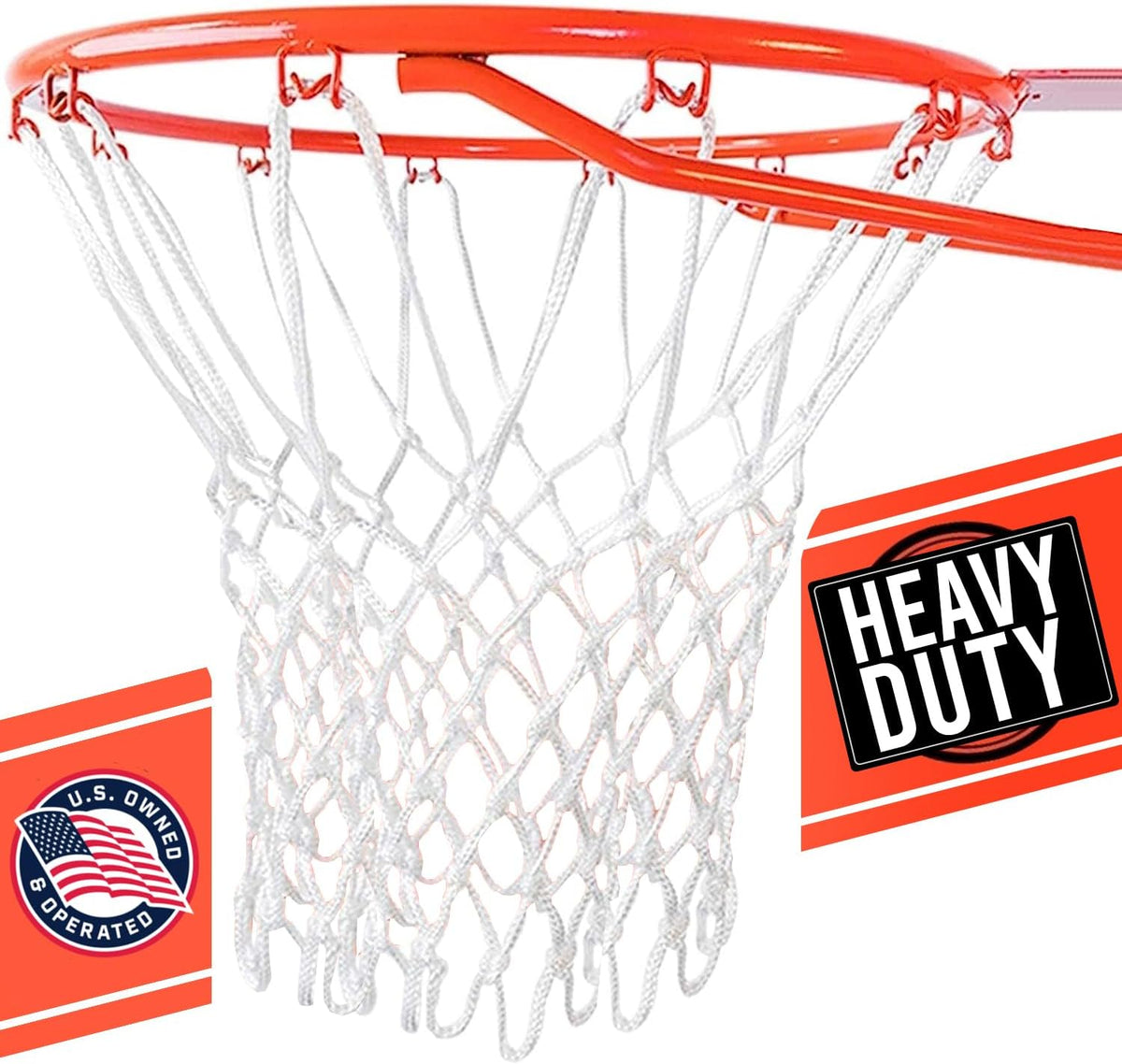 Ultra Sporting Goods Heavy Duty Basketball Net Replacement, 12-Loop All-Weather Anti-Whip Hoop Net for Standard 18-Inch Rims, White