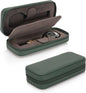 HOUSEOFHIGGINS Double Travel Watch Case for 2 Watches, 100% Saffiano Leather with Soft Microfiber Lining, Slim Watch Storage Organizer, Fits Watches up to 46mm, Green