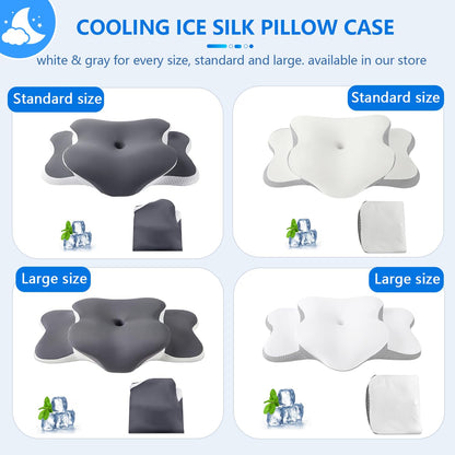 HyperionFlo Essentials Cervical Neck Pillow for Neck Pain Relief & Side Sleepers, Ergonomic Orthopedic Memory Foam Pillow with Cervical Neck Support, Cooling Cover, White, Standard