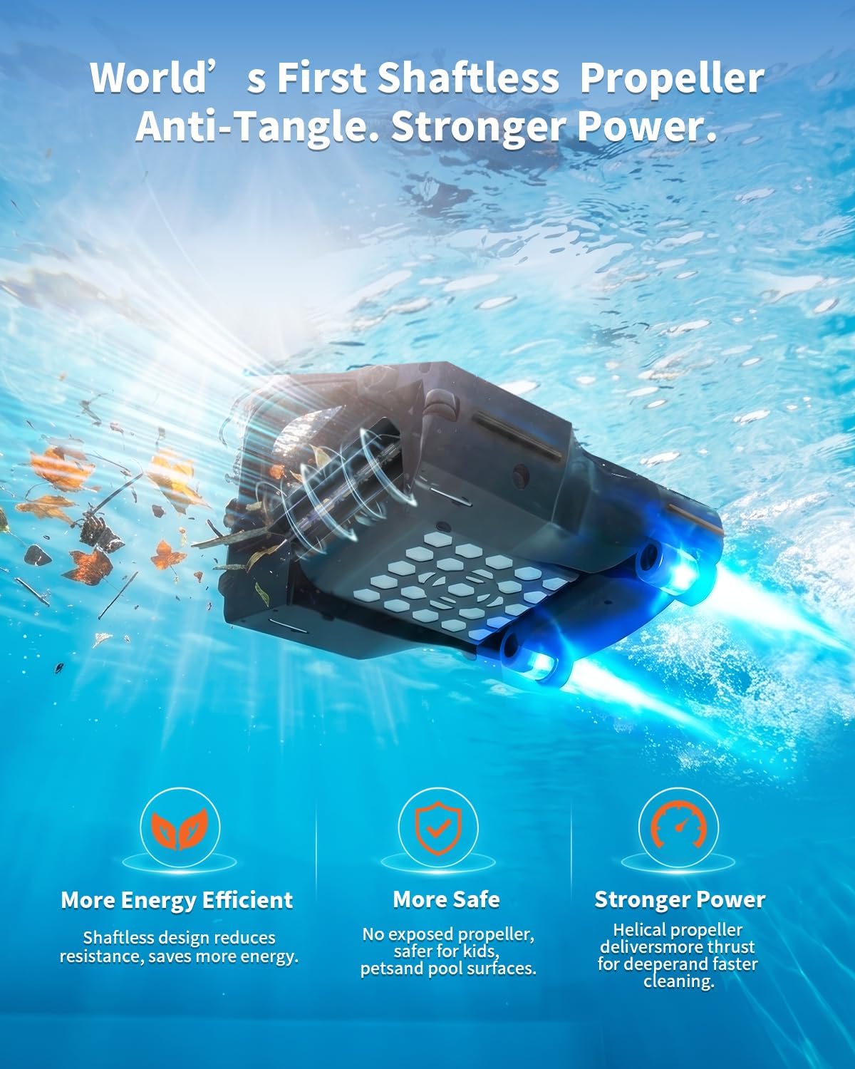 Solar Pool Surface Skimmer Robot, Smart Obstacle Avoidance & Path Planning Edge Cleaning, Smart Parking & App Control, Dual Charging Options, Strong Suction for Pools, Black
