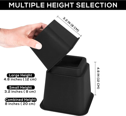 Utopia Bedding Bed Riser, 3 & 5 Inches Adjustable Furniture Risers for 8 Inch Combined Furniture Lift, Under Bed Storage & Dorm Room Essential, Supports Up to 1,300 lbs (36 Set, Black)