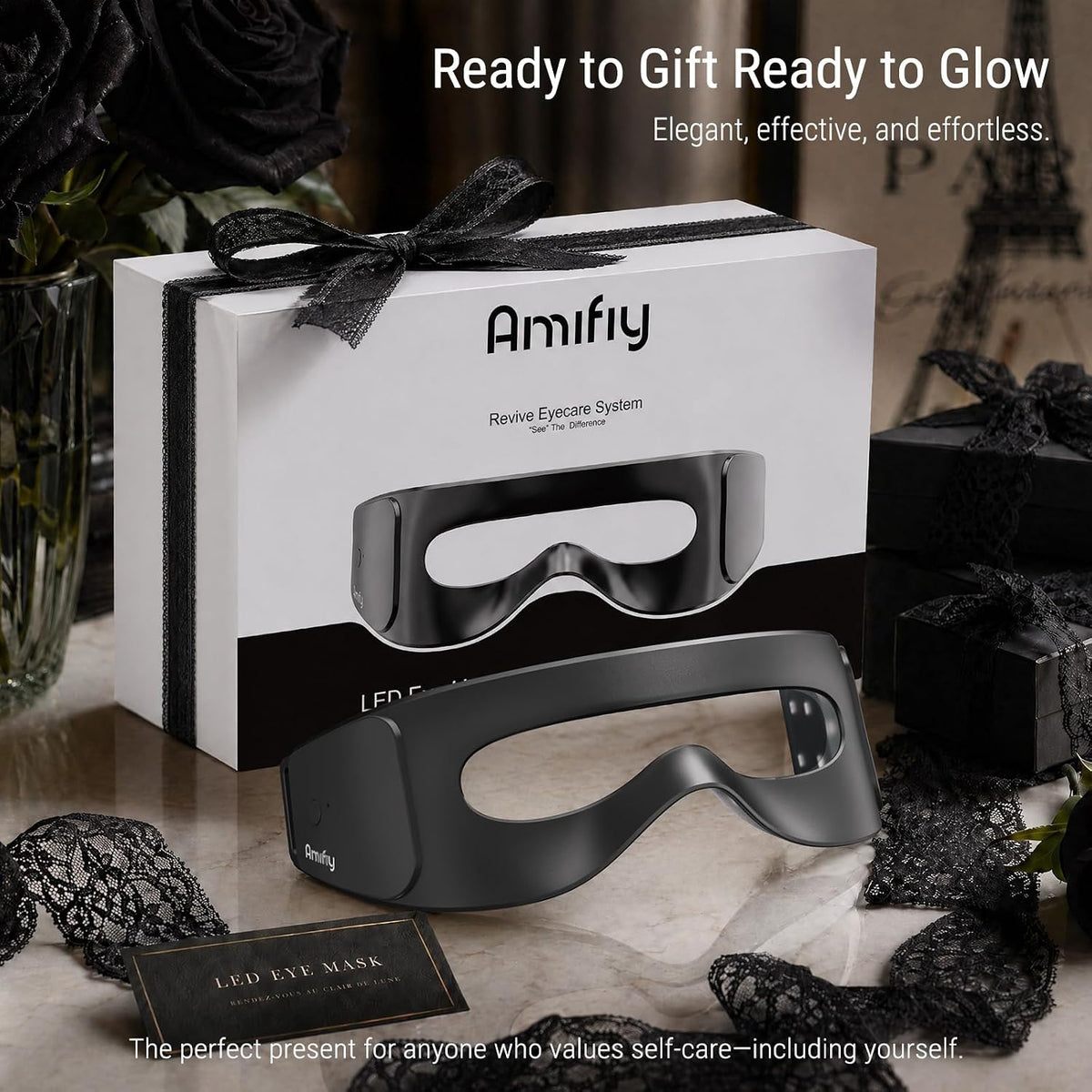 Red Light Therapy for Eyes, Targeted Under Eye Red Light Therapy Red Light Therapy Mask with 3-Minute Daily, 4 Wavelengths, Targets Wrinkles, Fine Lines, Dark Circles & Eye Bags (Black)