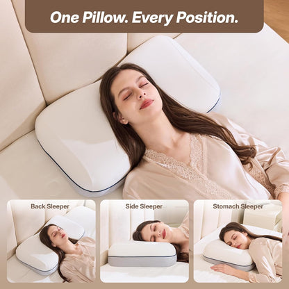 Cervical Neck Pillow, Adjustable Memory Foam for Neck Support, White