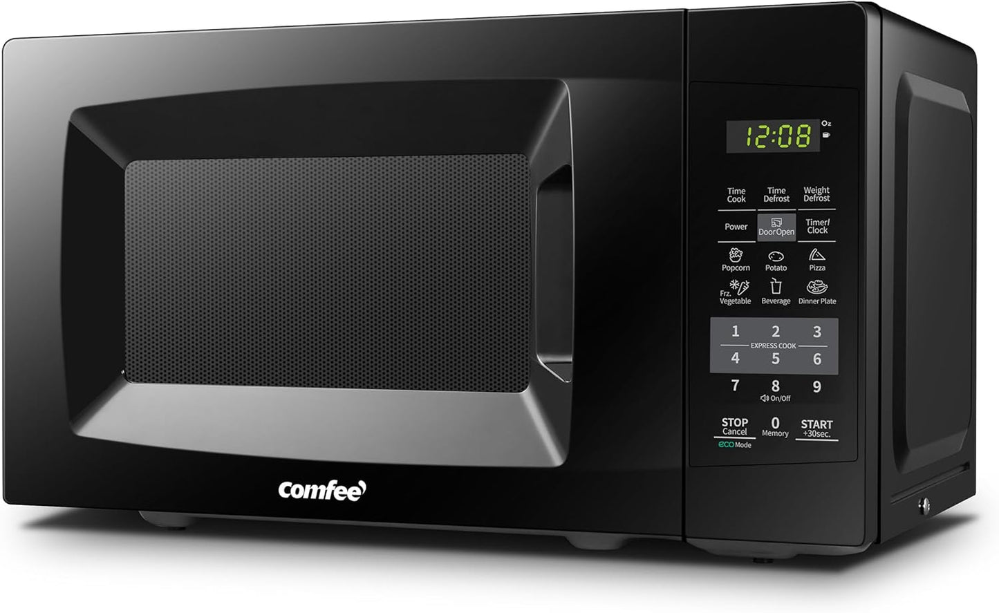 COMFEE' Countertop Microwave Oven, 0.7 Cu.Ft, 700W, Black, ECO Mode Sound On/Off, One-Touch Buttons, Child Safety Lock, for Dorm, Apartment, Office