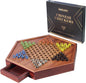 Vamslove Chinese Checkers 15-Inch Large Wooden Game Board, 72 Colorful 16mm Glass Marbles, 1-6 Player Family Board Game with Storage Drawer
